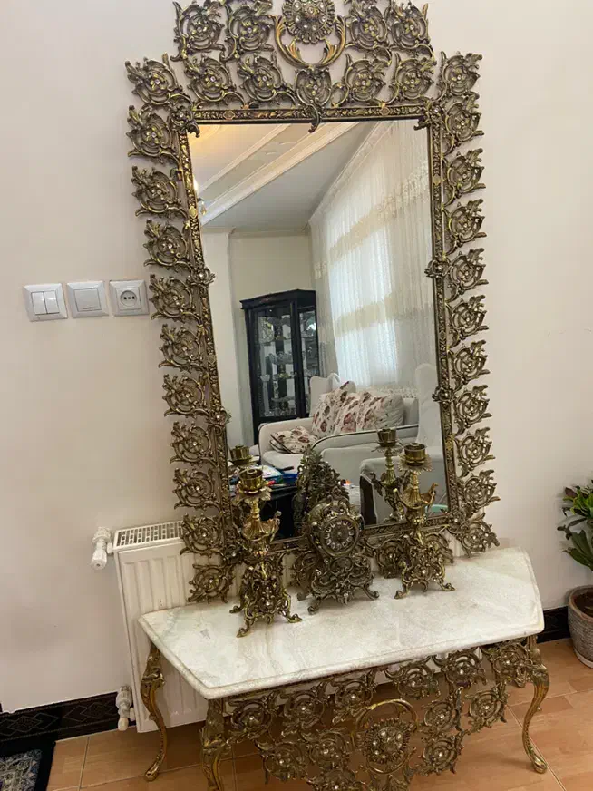 اینه وشمعدان برنزاصل|بوفه، ویترین، کنسول|زنجان, |دیوار