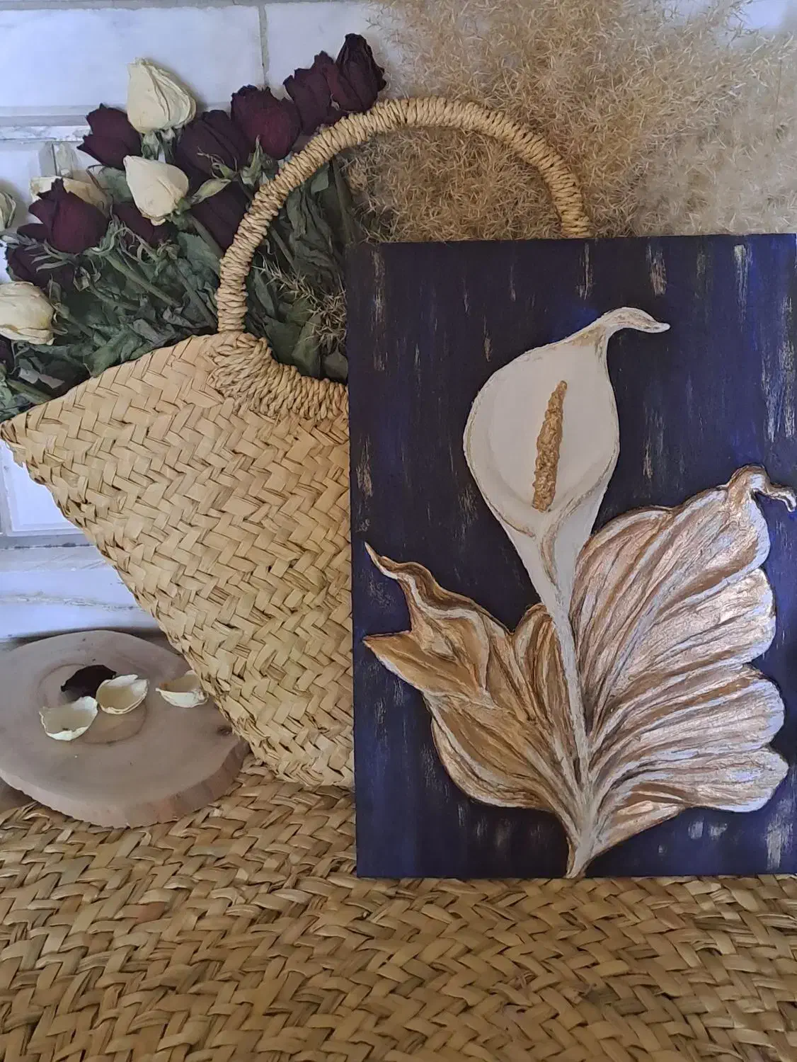 تابلو گچبری مدرن ، تکسچر، ورق طلا|صنایع دستی و سایر لوازم تزئینی|شاهینشهر, گزبرخوار|دیوار