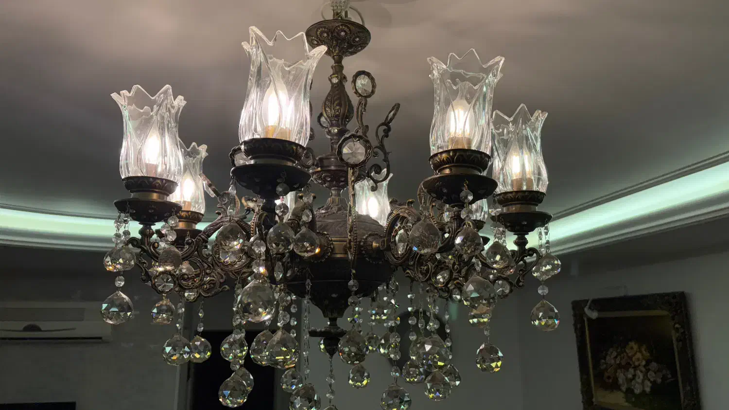 لوستر برنجی|لوستر و چراغ آویز|اراک, |دیوار