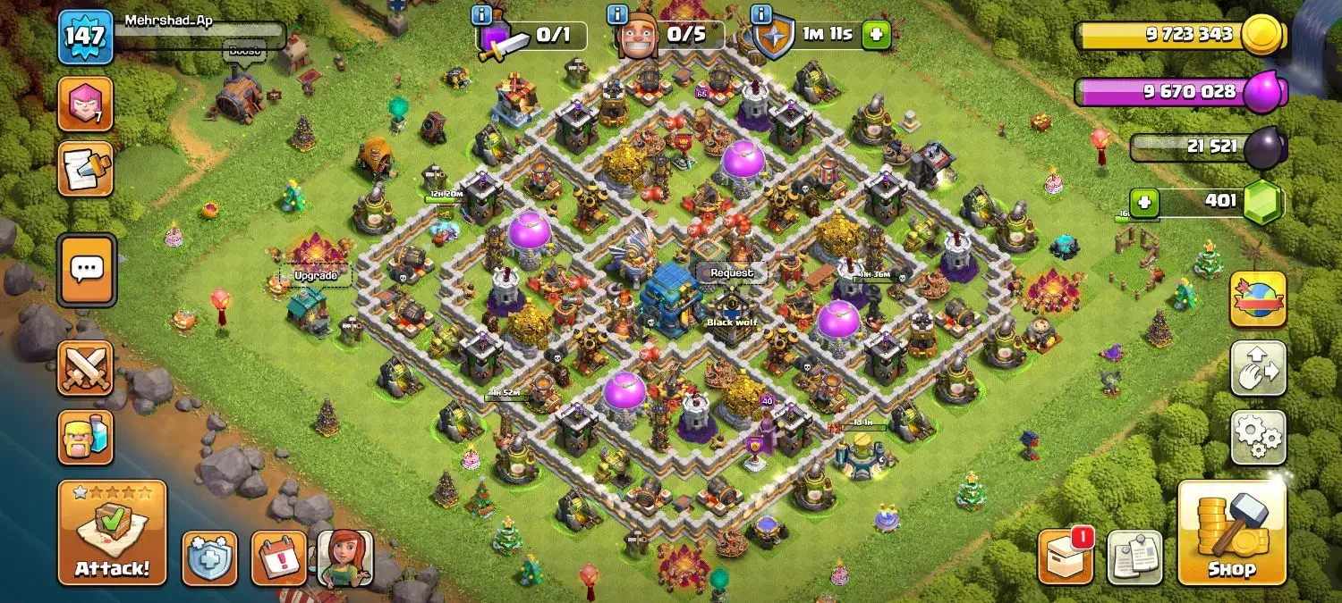 اکانت کلش اف کلنز تاون ۱۱ فول مکس 147|کنسول، بازی ویدئویی و آنلاین|باقرشهر, |دیوار