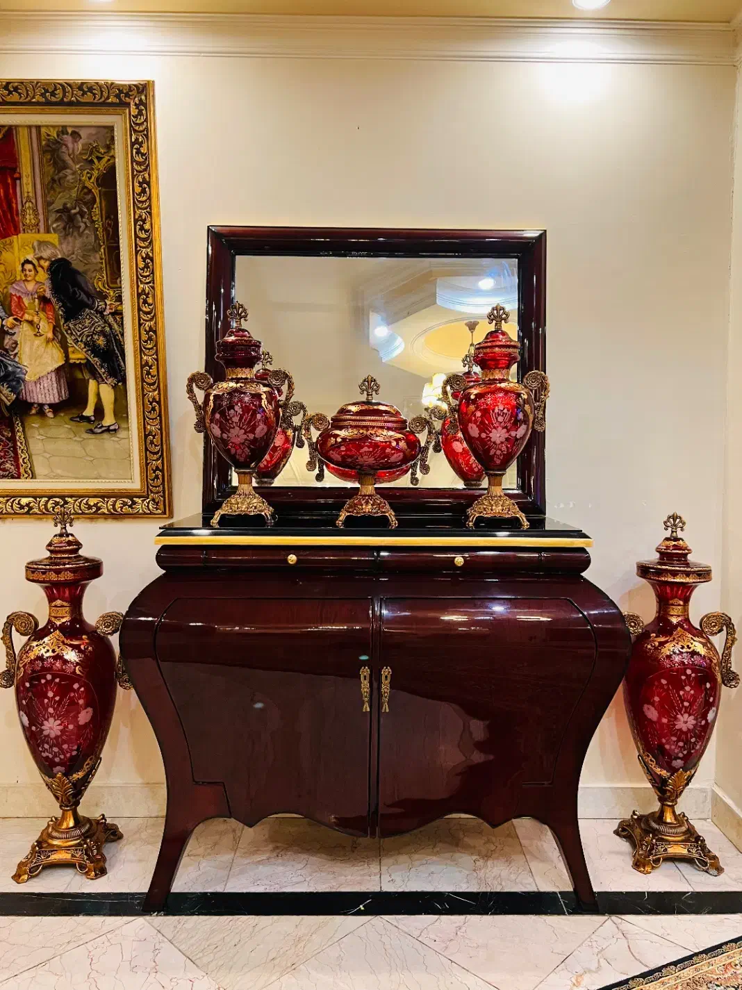 کریستال دکوری روکنسول جهیزیه‌ نوگلدکیش برنزچک یلدا|ظروف سرو و پذیرایی|تهران, هفت حوض|دیوار