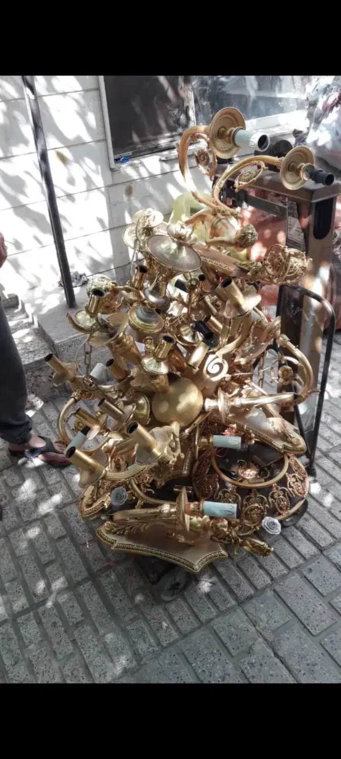 لوستر برنجی آب طلا|لوستر و چراغ آویز|تهران, حر|دیوار