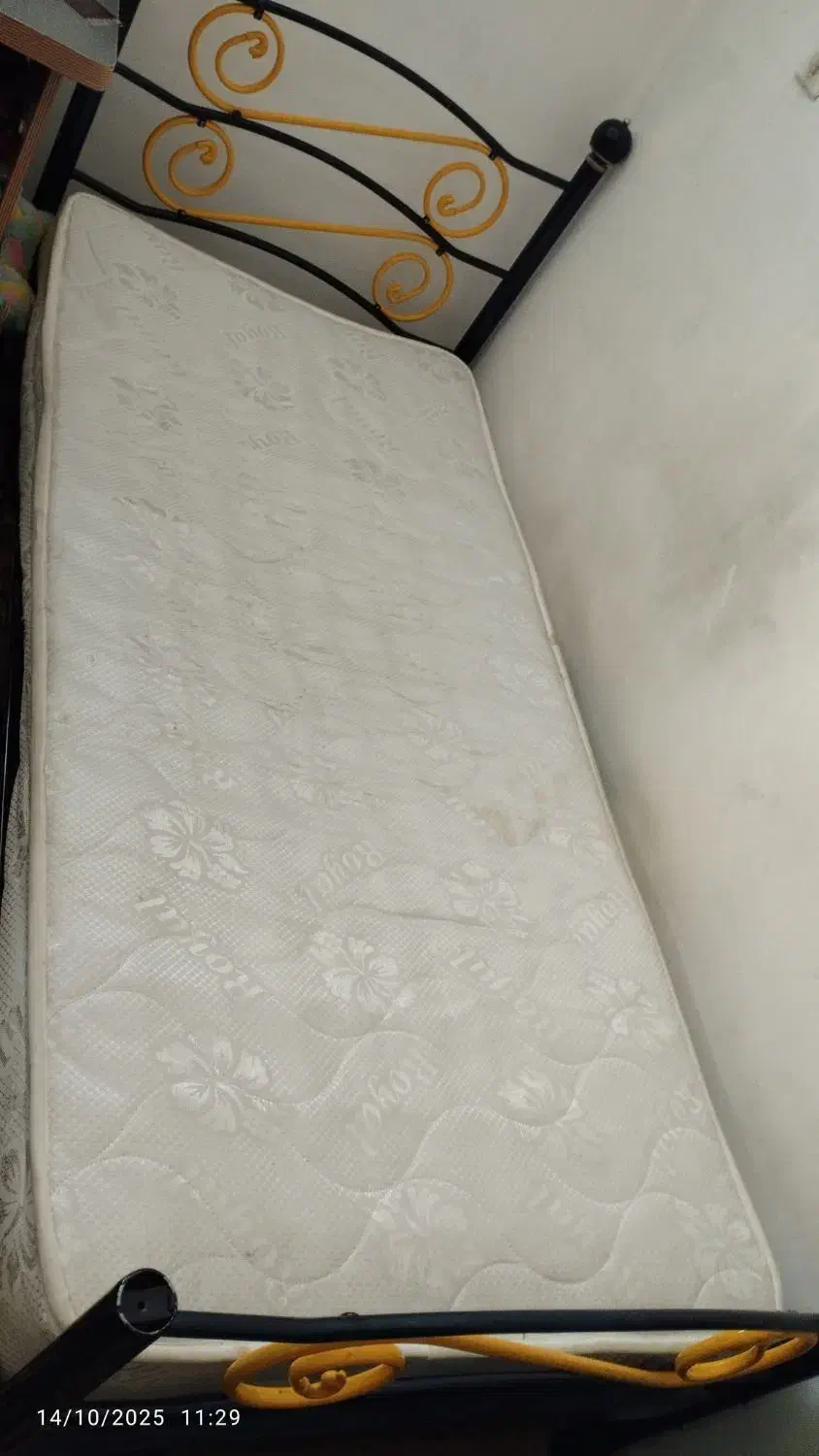 تخت خواب فلزی تک نفره باتشک|تشک تختخواب|زنجان, |دیوار