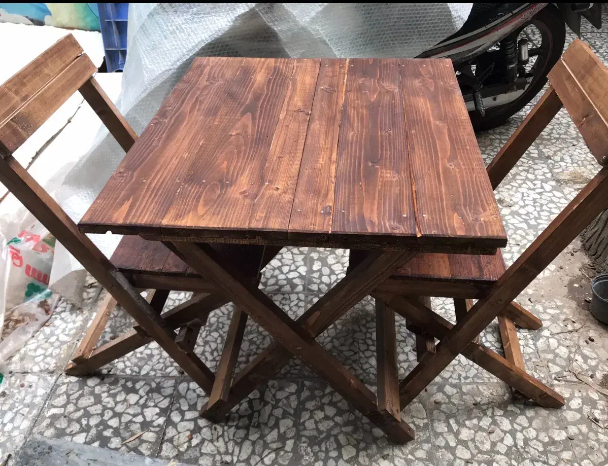 میز صندلی چوبی تاشو|میز و صندلی غذاخوری|ساری, |دیوار