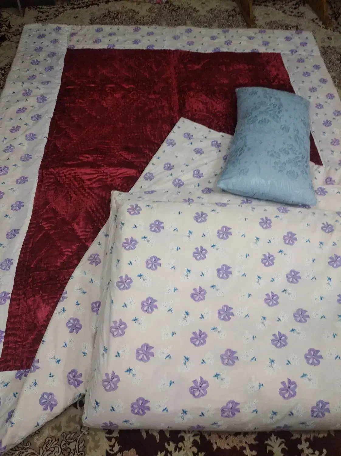 تشک و لحاف پنبه ای دونفره کاملا نو،ملافه شده نو|تخت و سرویس خواب|خمینی‌شهر, |دیوار