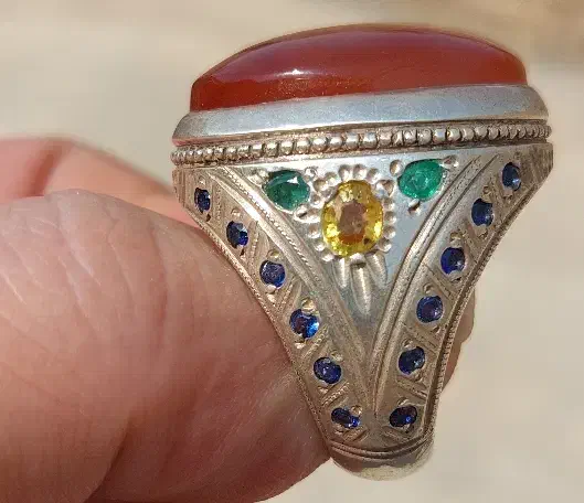 عقیق سرخ پرتقالی یمانی شاهکار استاد میرزا|جواهرات|اهواز, کمپلو شمالی|دیوار