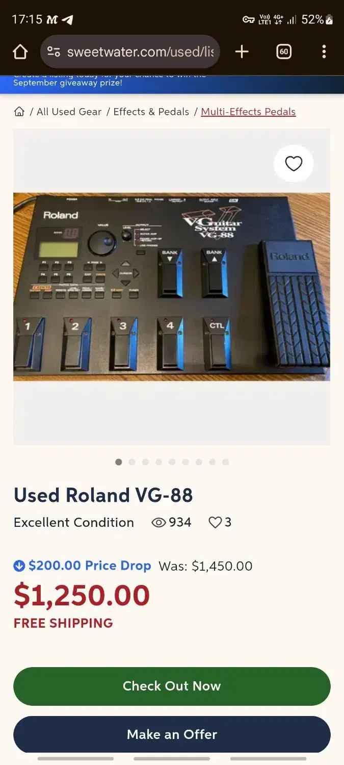 roland vg-88 Guitar synth - multi effect pedal|گیتار، بیس، امپلیفایر|شیراز, غدیر جنوبی|دیوار