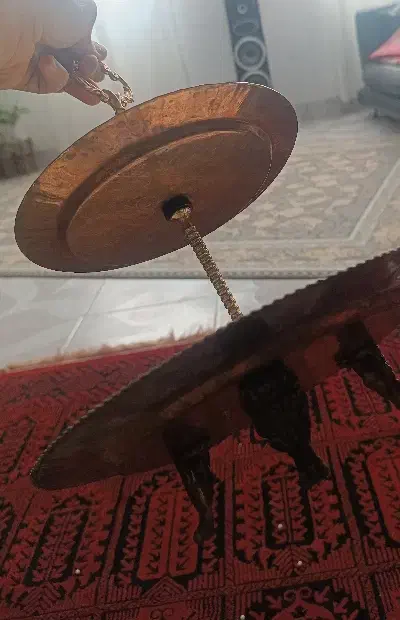 شیرینی خوری مسی دو طبقه ،شیرینی خوری پایه دار مسی|ظروف سرو و پذیرایی|خرمآباد, |دیوار