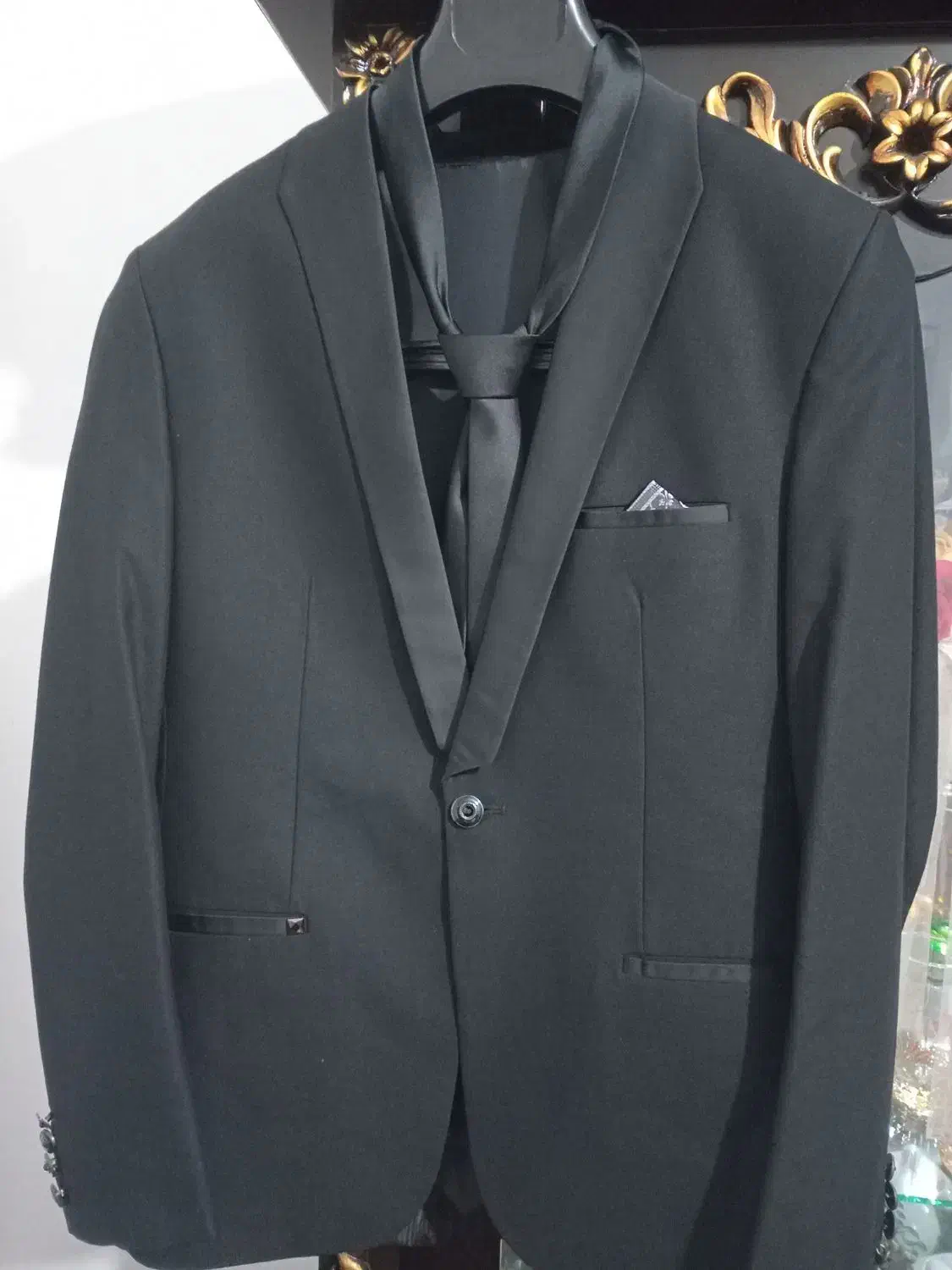 تک کت مجلسی و جلیقه و کراوات مشکی سایز XL یا 42|لباس|لاهیجان, بازکیاگوراب|دیوار