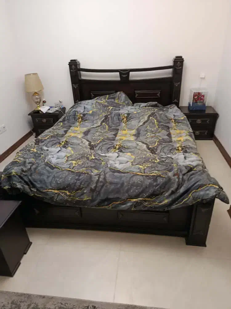 تخت دو نفره دست ساز چوب راش|تخت و سرویس خواب|گرمدره, |دیوار