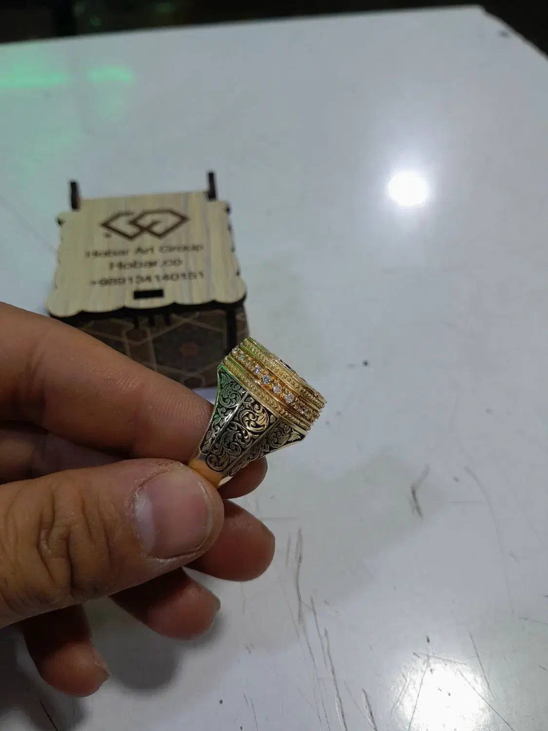 انشگتر نقره ابکاری طلا مدل ایما مخراج استاد مقدم|جواهرات|قدس, شهر‌قدس|دیوار