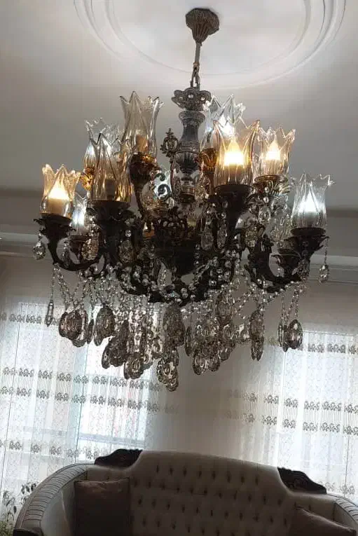 لوستر برنجی ۸ شاخه ی ۱۶ شعله|لوستر و چراغ آویز|رشت, اسماعیل آباد|دیوار