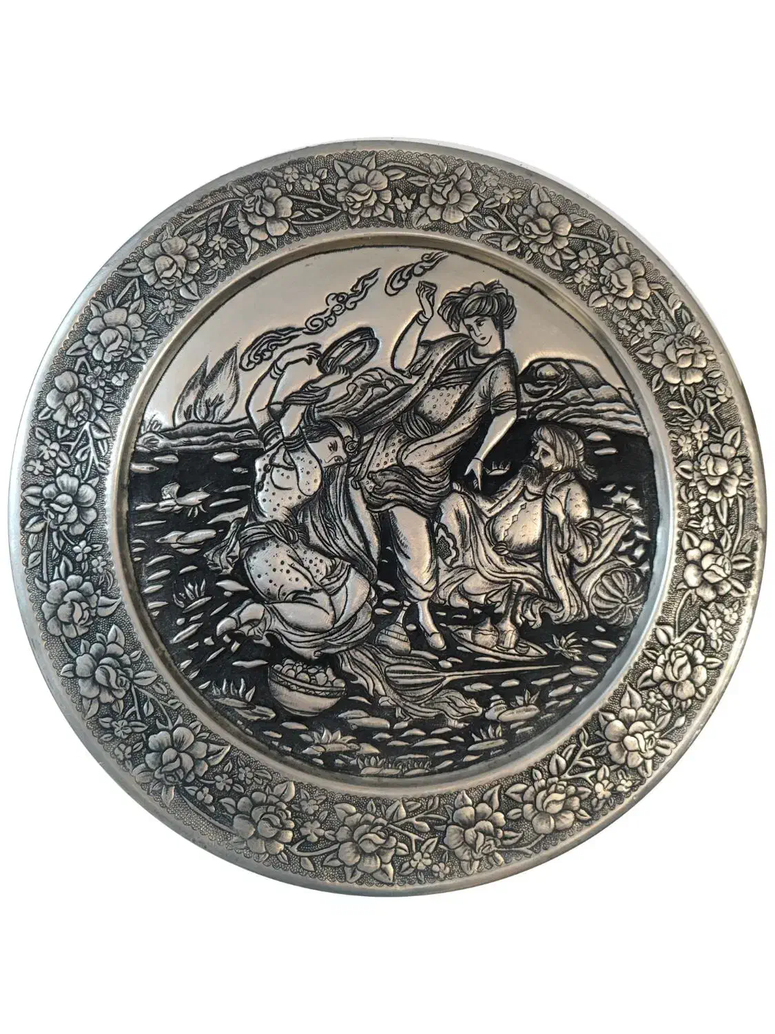 سینی قلمزنی 40سانتی|صنایع دستی و سایر لوازم تزئینی|شاهینشهر, طالقانی|دیوار