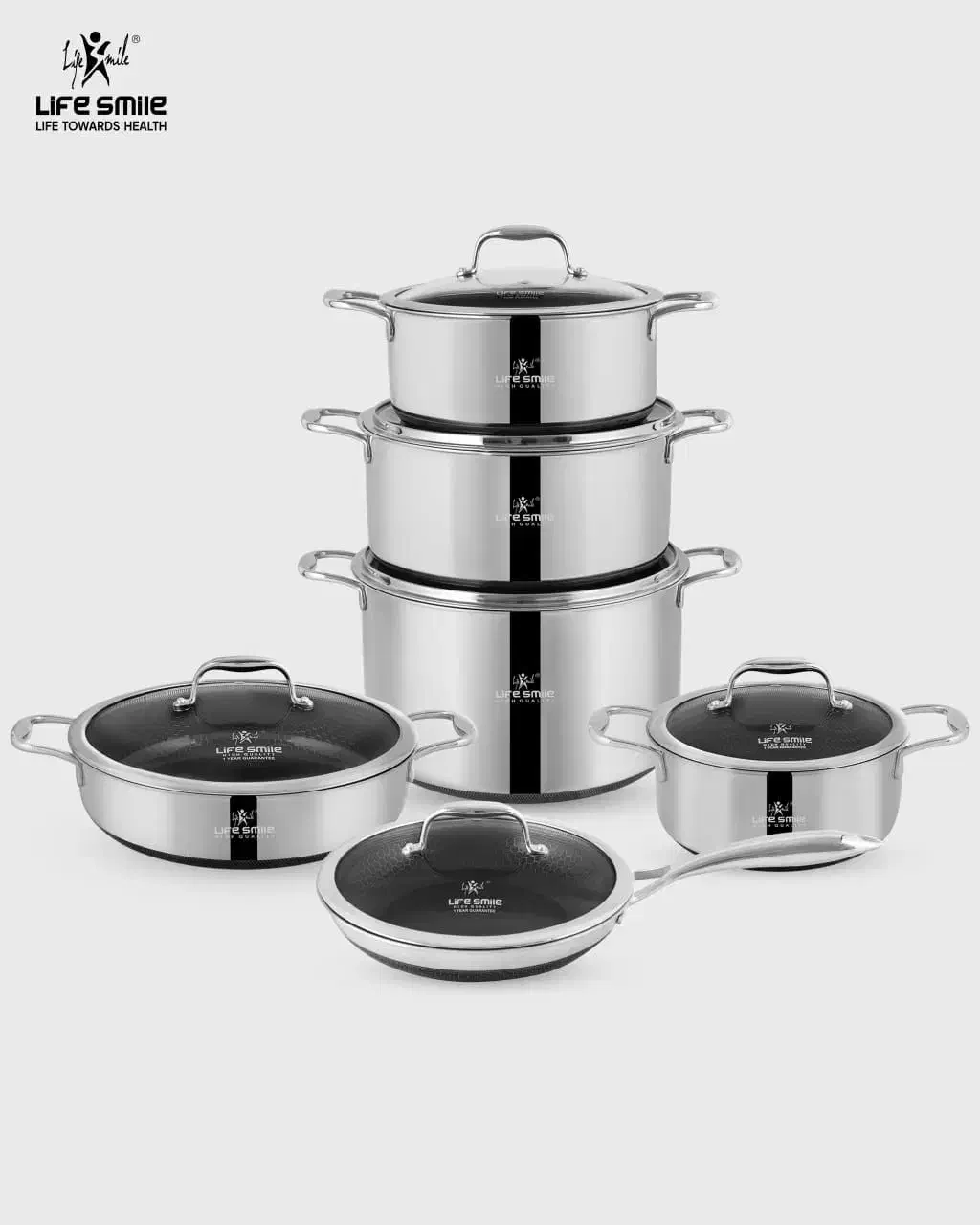 سرویس قابلمه استیل 12پارچه دوطرف لیزری لایف اسمایل|ظروف پختوپز|تهران, منیریه|دیوار