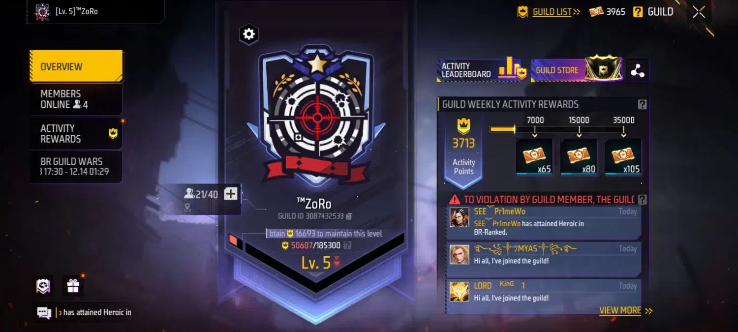 گیلد لول5فری فایر250تومان|کنسول، بازی ویدئویی و آنلاین|گالیکش, |دیوار