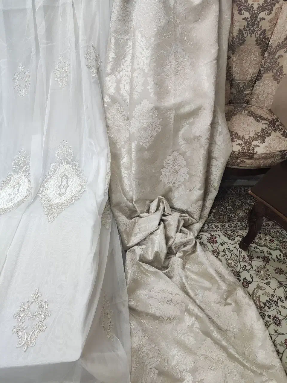 پرده تور ودستک ترک به همراه استر|پرده، رانر، رومیزی|مشهد, هنرور|دیوار