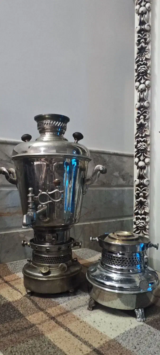 سماور نفتی برنجی قدیمی|سماور، چای‌ساز، قهوه‌ساز|آران و بیدگل, |دیوار