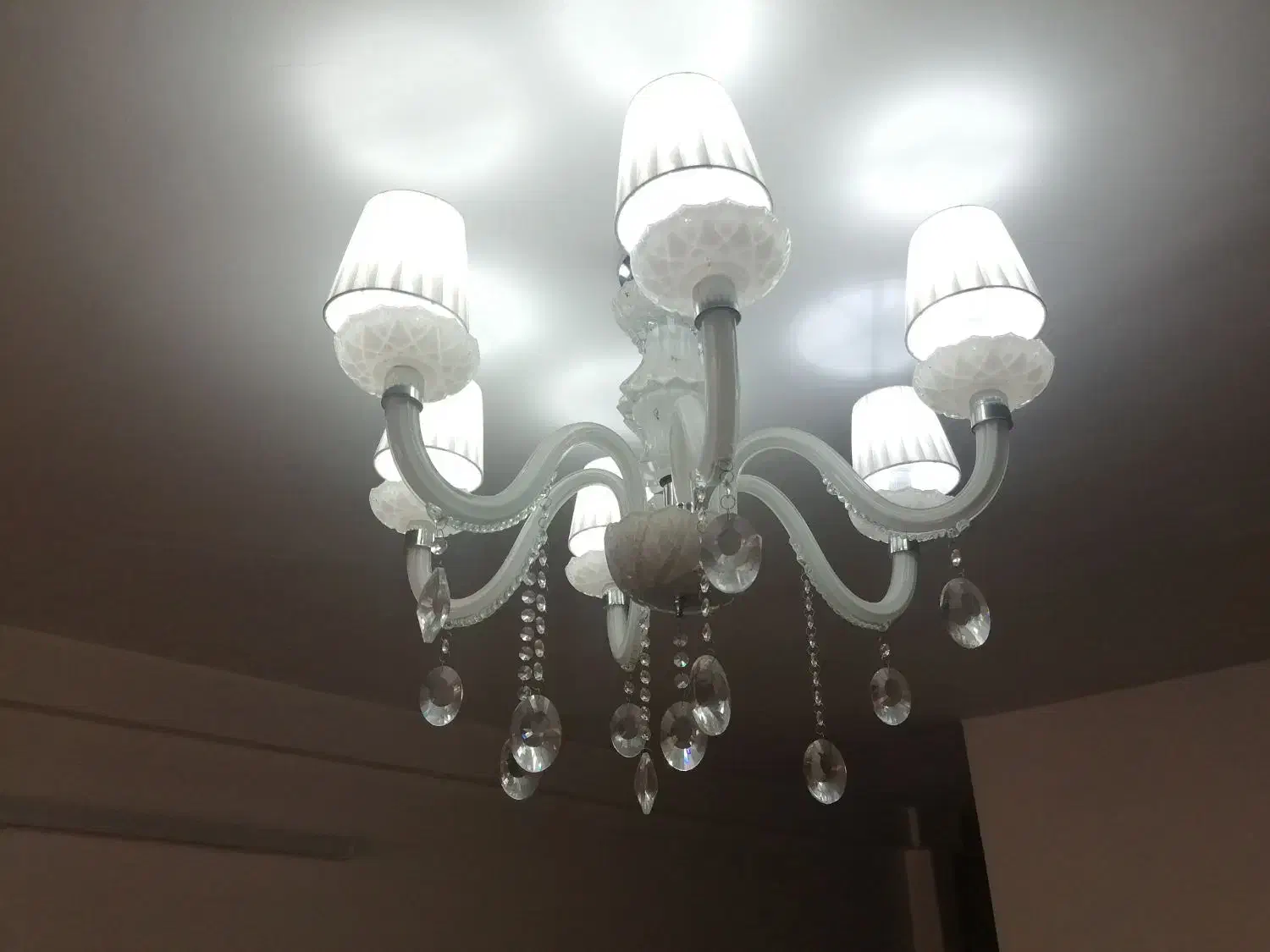 لوستر 6 شعله سفید کریستال|لوستر و چراغ آویز|کرج, گلشهر|دیوار