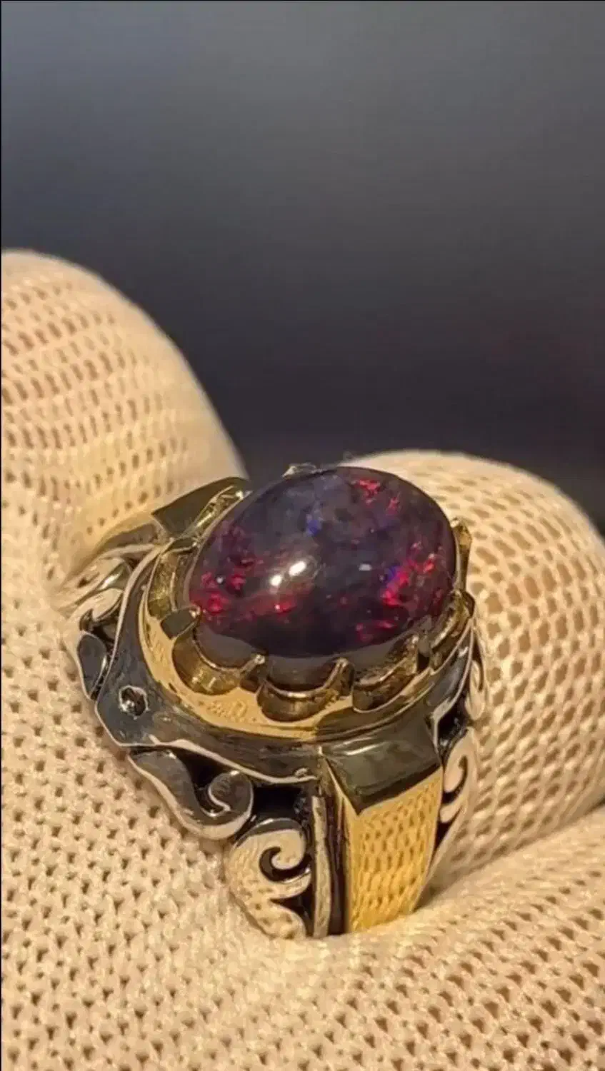 انگشتر جواهری اوپال اتیوپی عیار 925|جواهرات|شیراز, سایت اداری|دیوار