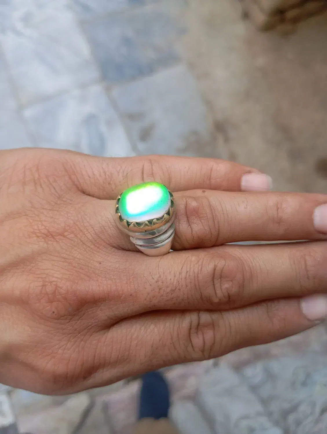 این انگشتر سنگ اوپال صدفی|جواهرات|تبریز, |دیوار