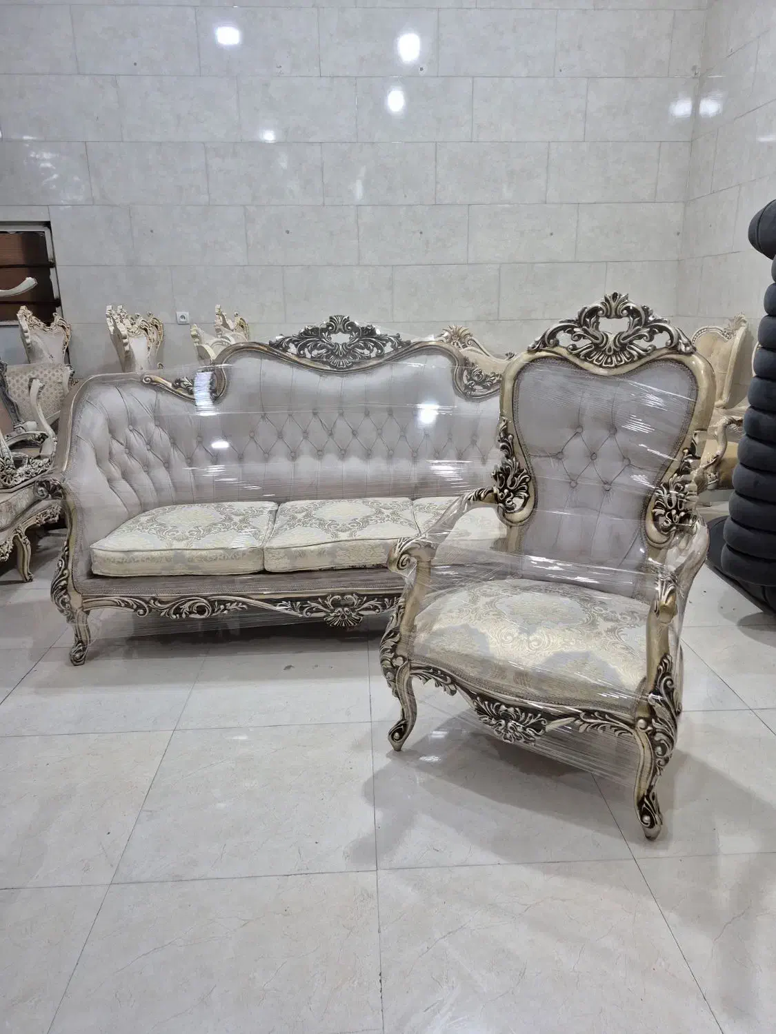 مبل سلطنتی ۷نفره تمام چوب راش|مبلمان خانگی و میز عسلی|رشت, چله خانه|دیوار