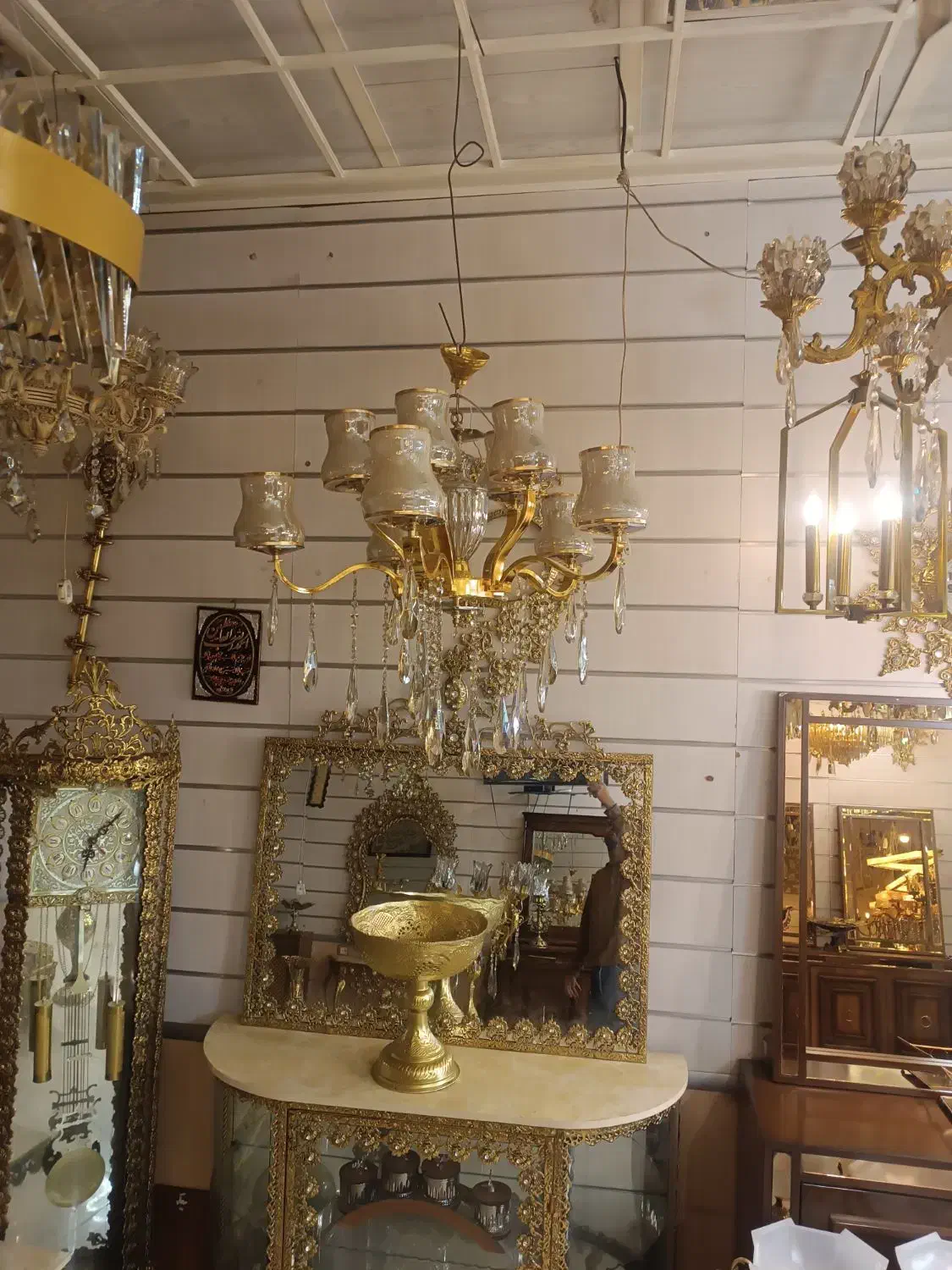 لوستر ال طلا برنجی قیمت تولیدی|لوستر و چراغ آویز|اراک, |دیوار