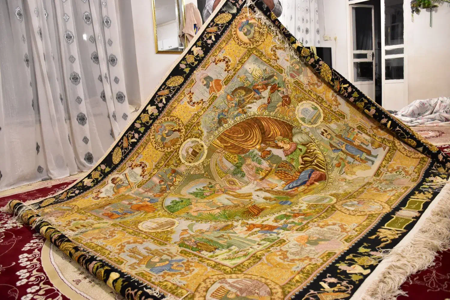 فروش تابلو فرش بزم خسروپرویز|تابلو فرش|کنگاور, |دیوار