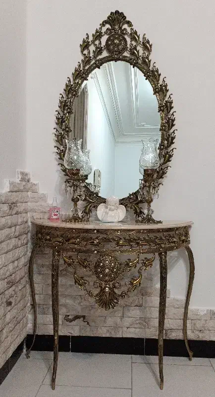 آینه کنسول برنجی|بوفه، ویترین، کنسول|رشت, نیکمرام|دیوار