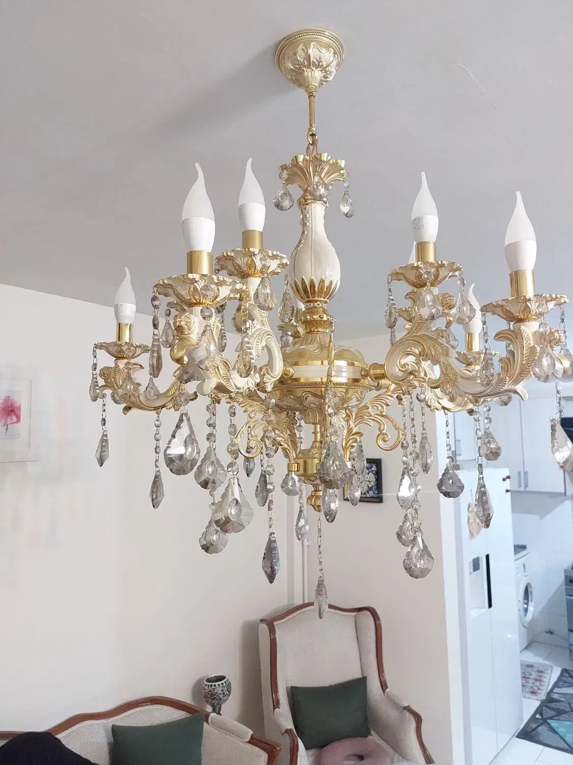 ۲ عددلوستر ۱۰ شاخه کم کارکرد ونو|لوستر و چراغ آویز|پردیس, فاز ۴|دیوار