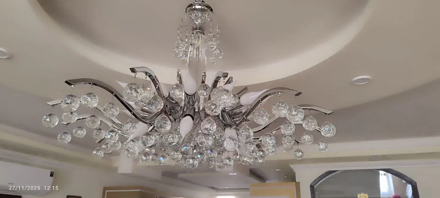 لوستر استیل کریستالی اصل سنگین ۲۲ شعله|لوستر و چراغ آویز|ارومیه, |دیوار