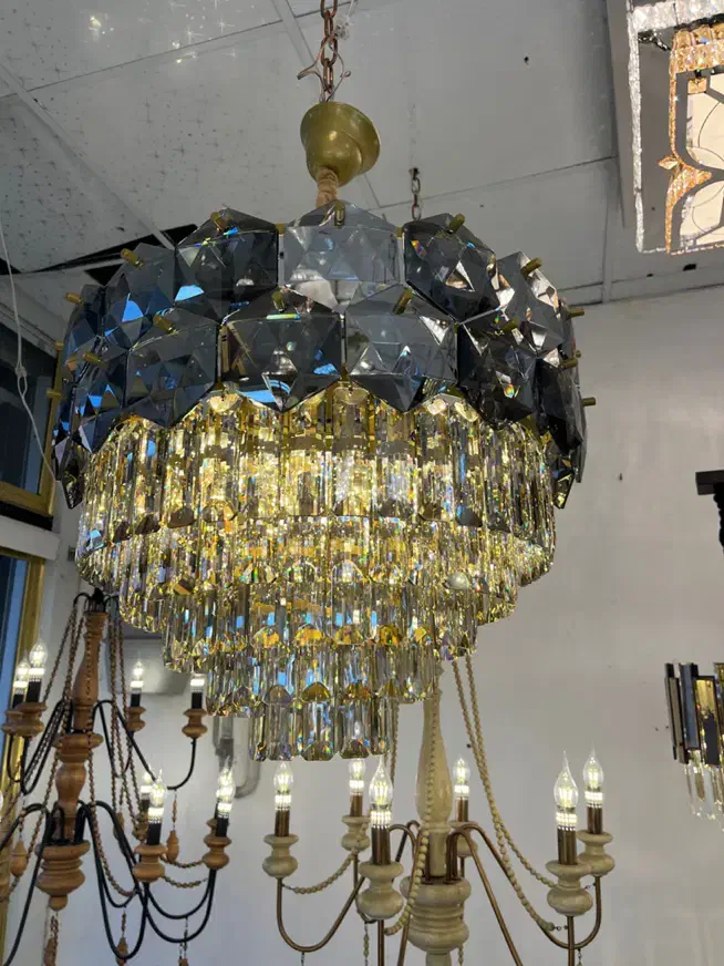 لوستر کریستالی برلیان طلایی 15 شاخه|لوستر و چراغ آویز|تهران, نیروی هوایی (پیروزی)|دیوار