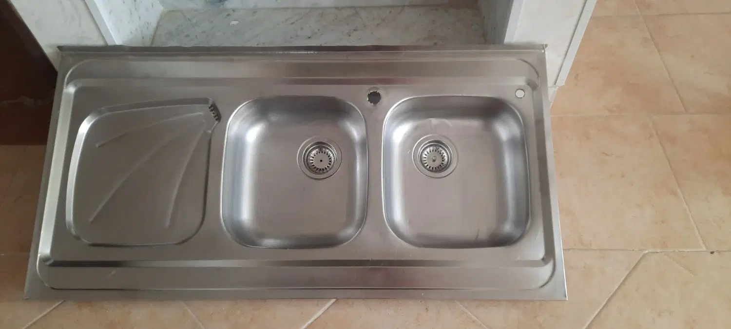 سینک استیل|آب‌چکان و نظم‌دهنده ظروف|مبارکه, |دیوار