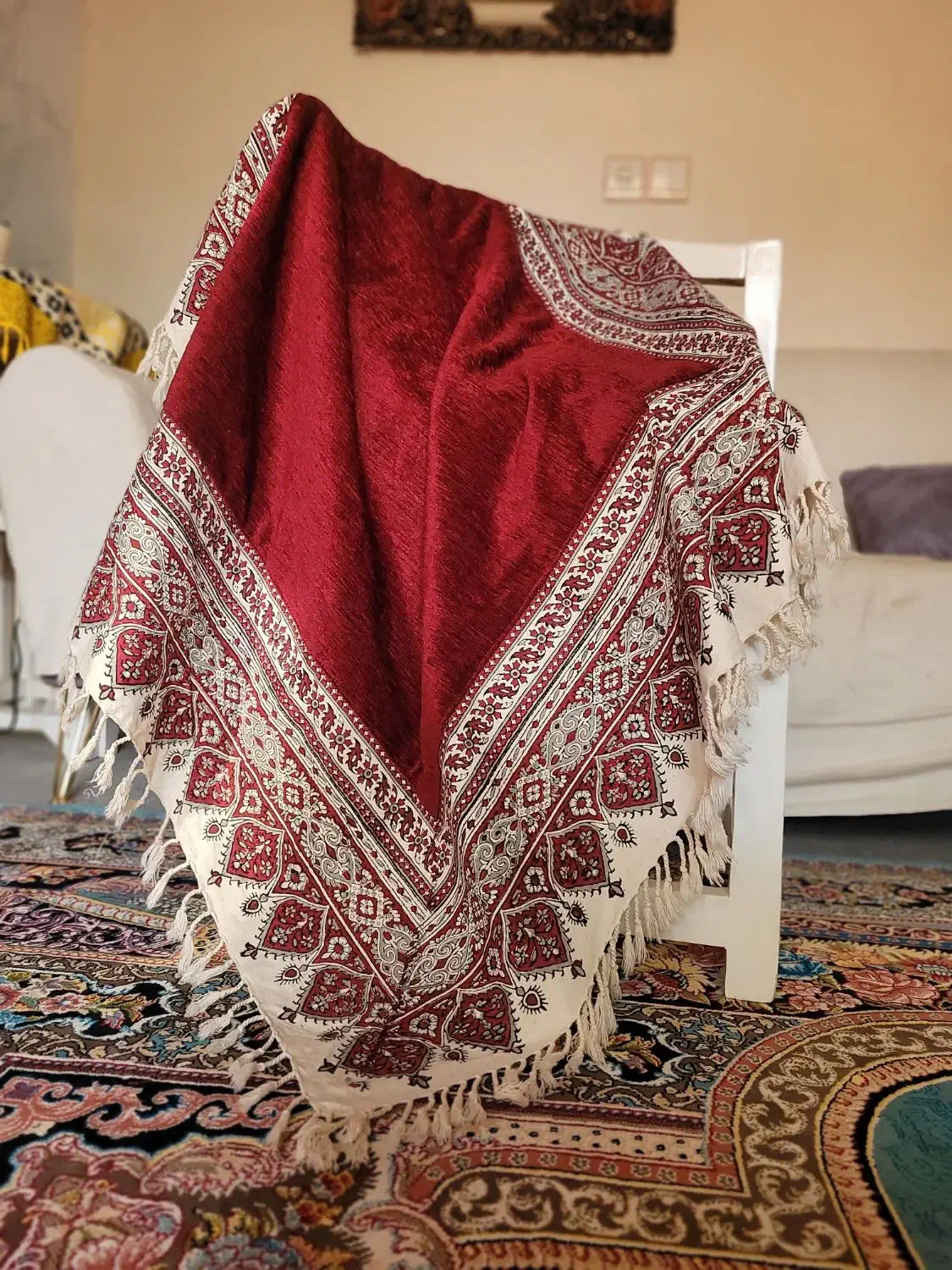 سفره قلمکاری مخمل دوزی|صنایع دستی و سایر لوازم تزئینی|برخوار, |دیوار