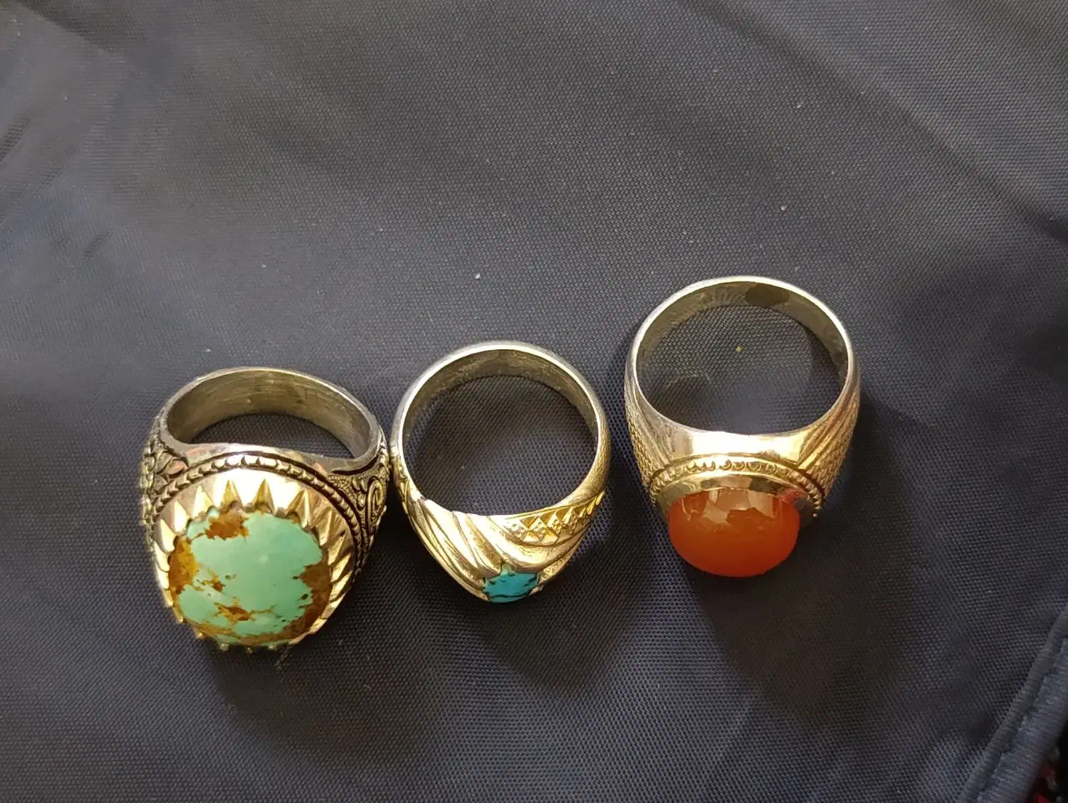 ۳تا انگشتر عقیق و فیروزه نیشابور اصل|جواهرات|خرمآباد, |دیوار