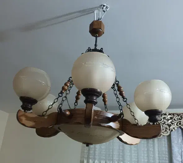 لوستر چوبی زیبا|لوستر و چراغ آویز|گنبد کاووس, |دیوار