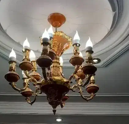 لوستر برنجی سنگین جفت فروش فوری|لوستر و چراغ آویز|ماهدشت, |دیوار