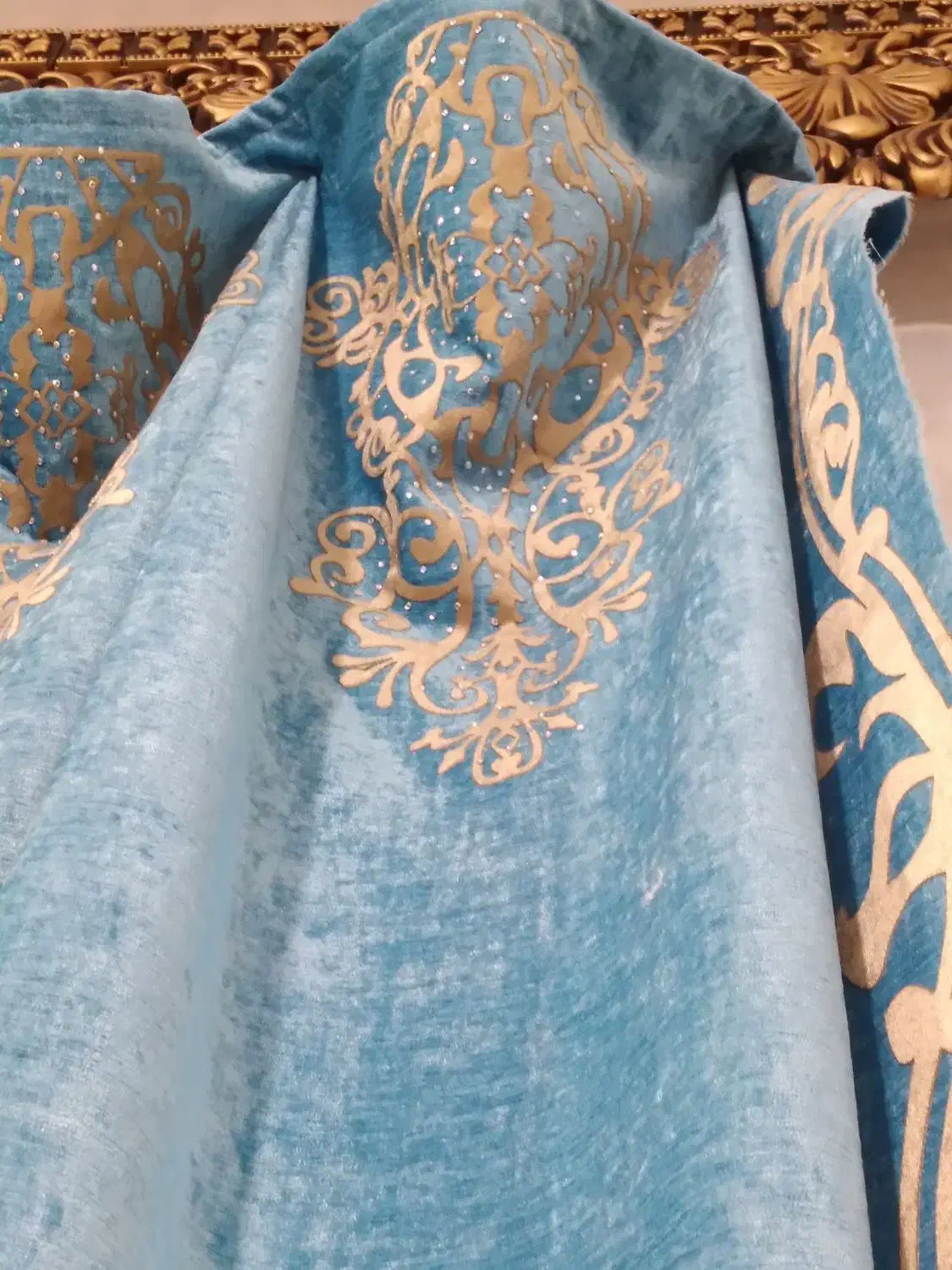 دو عدستک مخمل ی جفت پرده مخمل تور کتیبه|پرده، رانر، رومیزی|رشتخوار, |دیوار