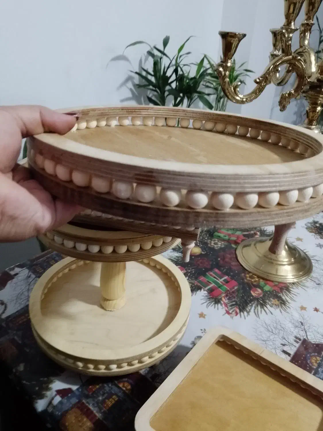 سرویس چوب مهره دار پنچ تکیه|ظروف سرو و پذیرایی|سیرجان, |دیوار