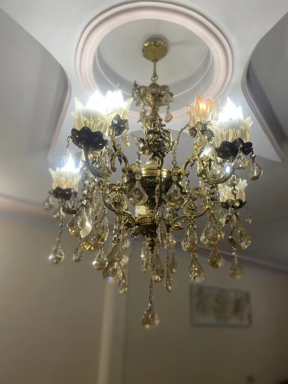 دوعدد لوستر برنز برنج ۱۰شاخه با لاله|لوستر و چراغ آویز|فردیس, فردیس|دیوار