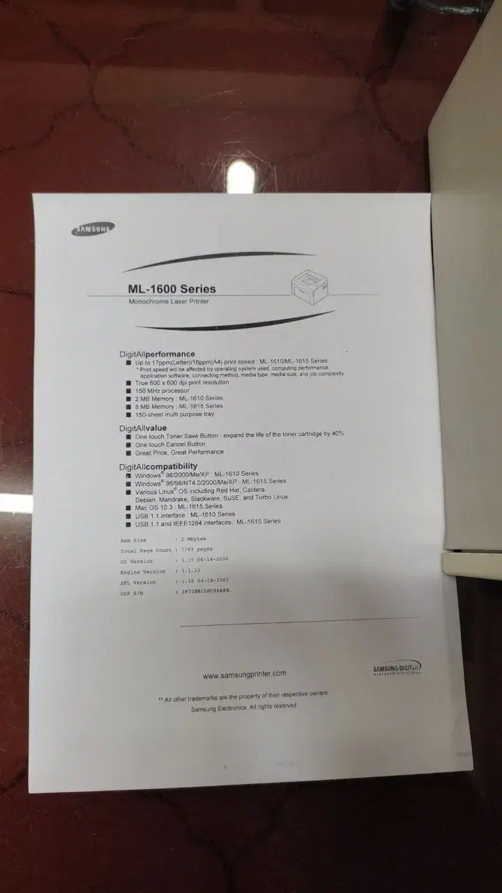 پرینتر سامسونگ ML1610|پرینتر، اسکنر، کپی، فکس|رودسر, |دیوار