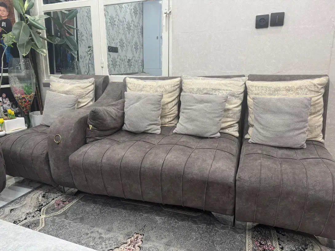 مبل ۷نفره طوسی .میزوگلمیز.جاکفشی ست|مبلمان خانگی و میز عسلی|شیراز, شهرک مخابرات|دیوار