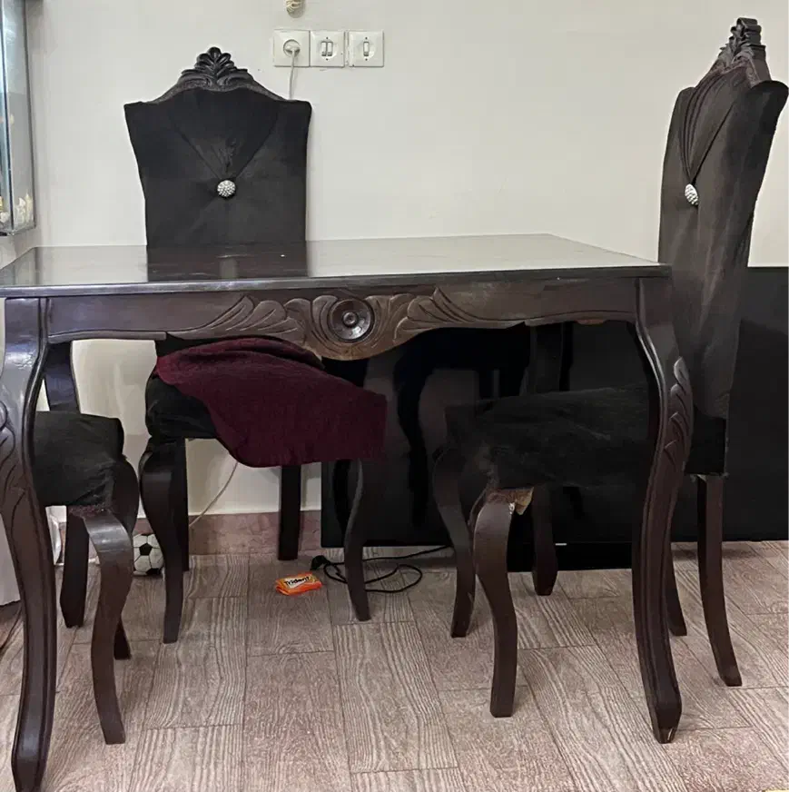 میزنهارخوری ۴ نفره قهوه ای سوخته|میز و صندلی غذاخوری|تهران, وحیدیه|دیوار