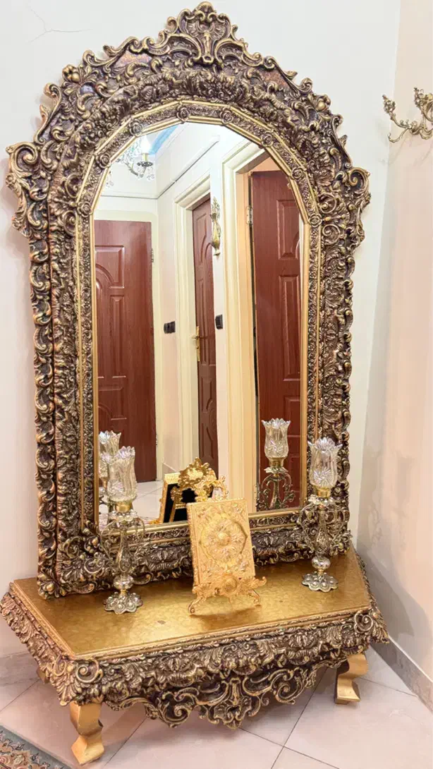 آینه چوبی وشمعدان برنجی|آینه|پاکدشت, پاکدشت (مامازند)|دیوار