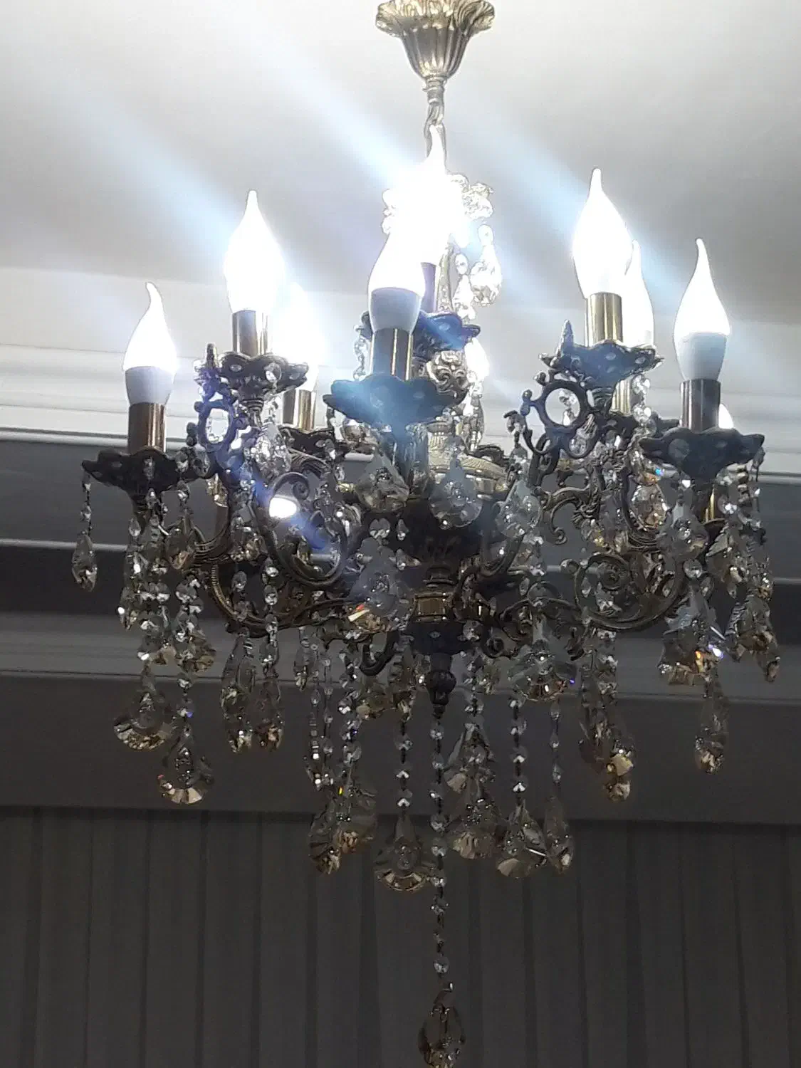 دوعدد لوستر سالم .برنج کامل|لوستر و چراغ آویز|گلستان (تهران), |دیوار