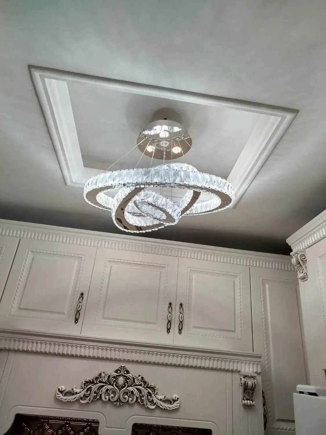 لوستر سقفی تمام کریستال بدنه استیل اس ام دی|لوستر و چراغ آویز|فردیس, شهرک هفده شهریور|دیوار