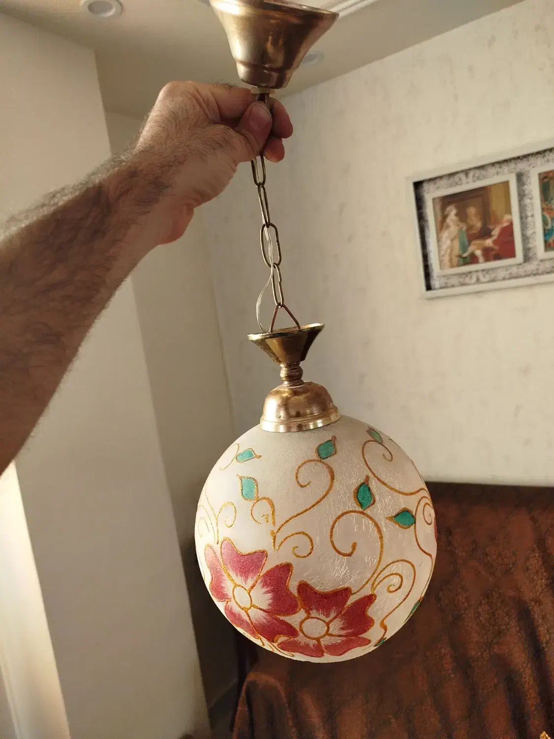 لوستر و جلو مبلی و میز عسلی ست ۳ تیکه تمام چوب|لوستر و چراغ آویز|فردیس, نسترن غربی|دیوار