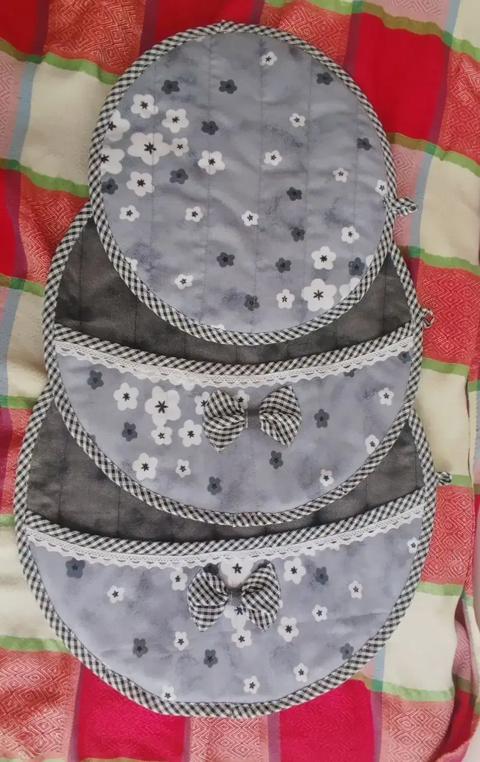 ست پنج تکه دم کنی مدل هلال و دستگیره جیب دار|سفره، حوله، دستمال آشپزخانه|بیرجند, |دیوار