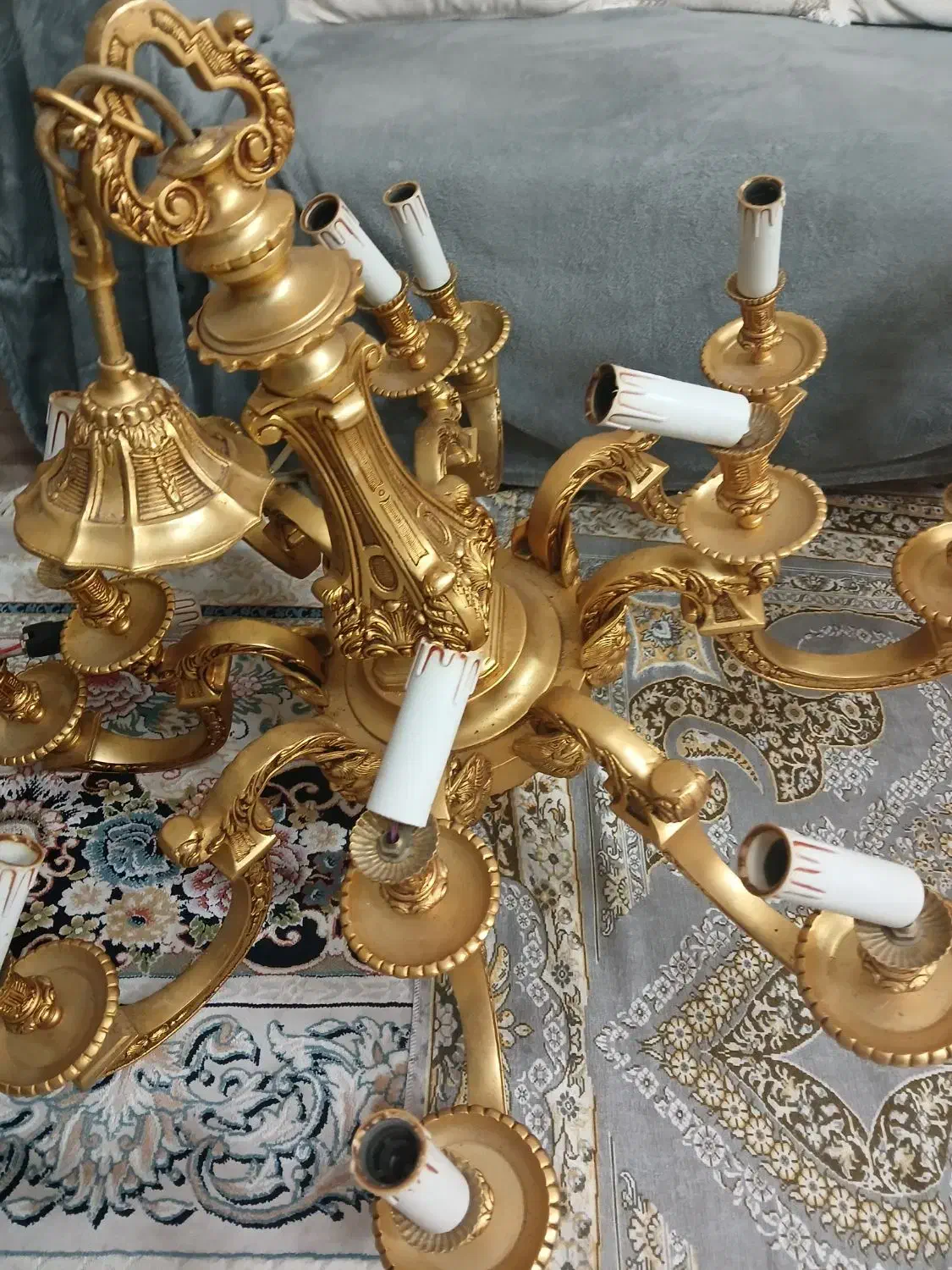 لوسترقدیمی ، تمام برنج ، خالص با روکش آب طلا|لوستر و چراغ آویز|بندر انزلی, شهرداری|دیوار