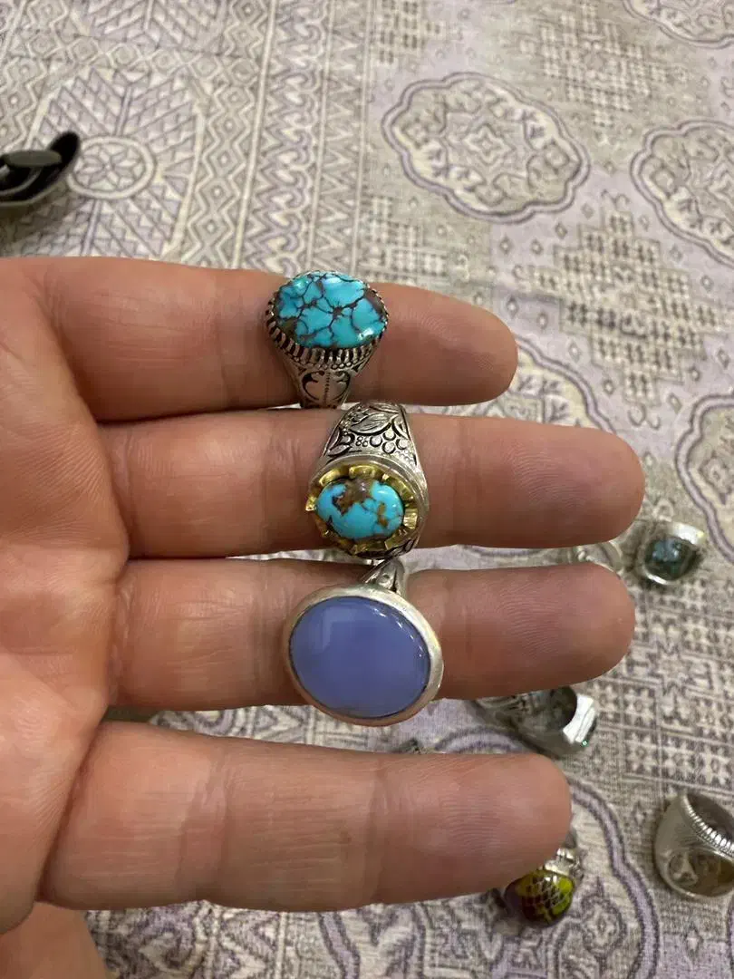 انواع انگشتر و گردبن نقره فیروزه اصلی و شجر و غیره|زیورآلات و اکسسوری|مریوان, |دیوار