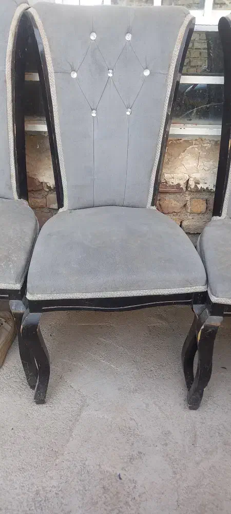 صندلی پایه چوب گردوروکش طوسی مخمل|میز و صندلی غذاخوری|تربت جام, یحیی آباد|دیوار